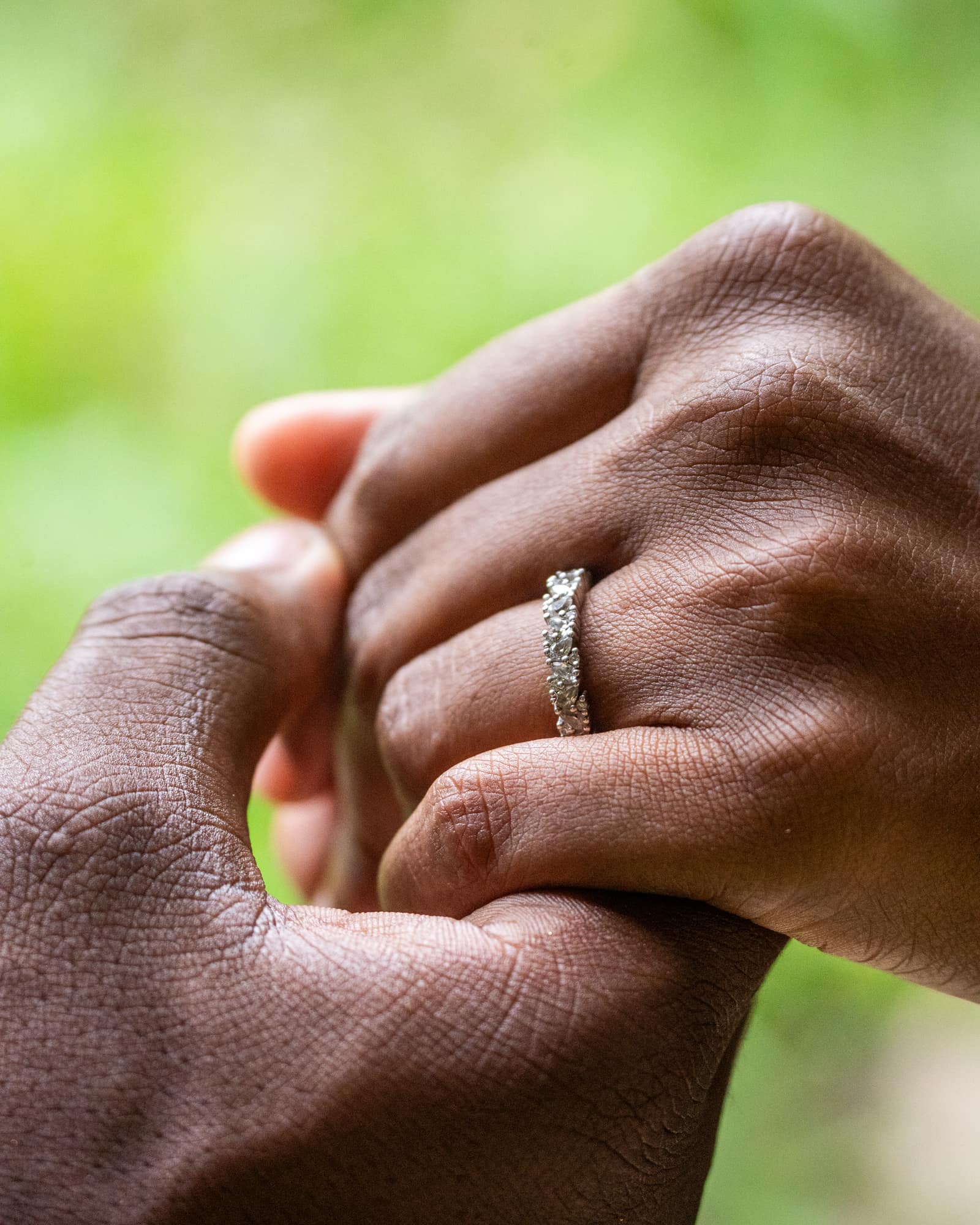 Don and Stevie-Ann's hands with the engagement ring